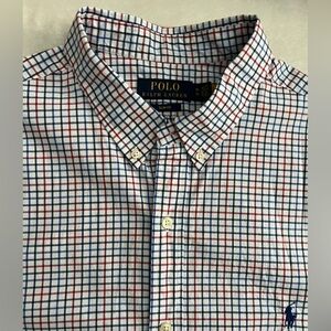 Polo by Ralph Lauren Slim Fit Red and Blue Plaid Cotton Button Shirt, Size XL